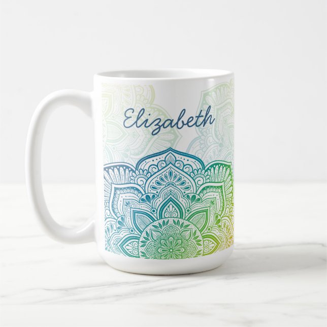 Aki Mandala 15 oz. Personalisierter Becher Kaffeetasse (Links)