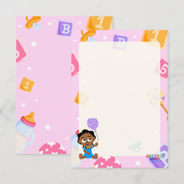 Akili und Me Babydusche Begleitkarte (Vorne/Hinten)