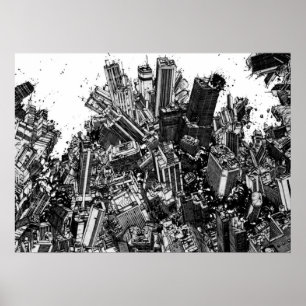 Akira Cyberpunk Stadt Explosion Manga Streifen Poster