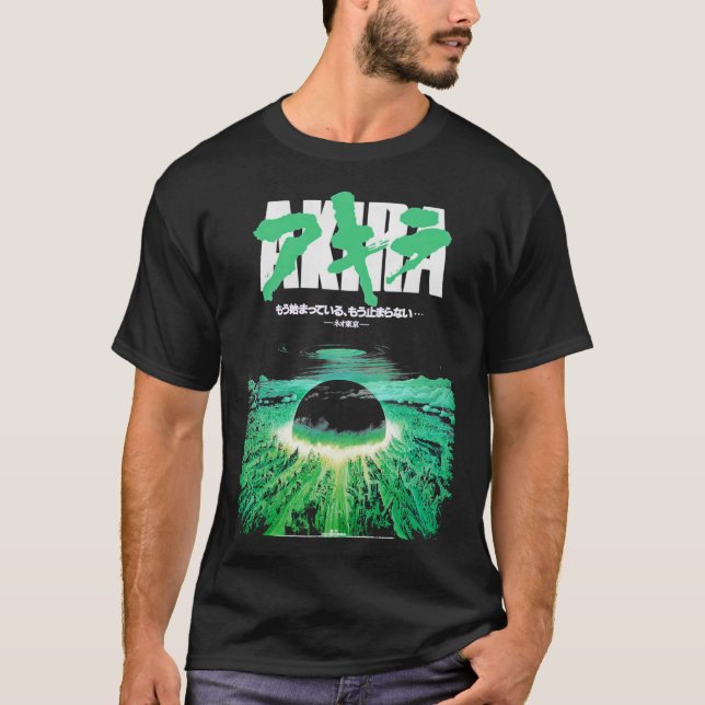 Akira Green Cyberpunk City Explosion Clas T-Shirt (Vorderseite)