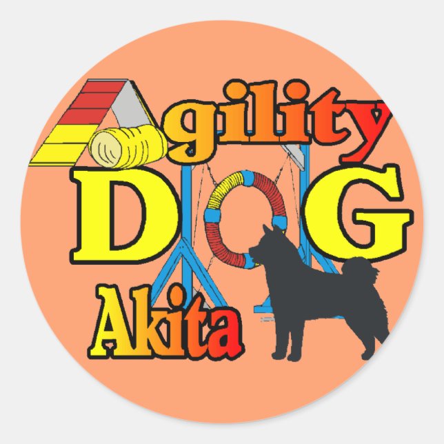 Akita Agility Runder Aufkleber (Vorderseite)