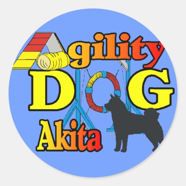 Akita Agility Runder Aufkleber (Vorderseite)