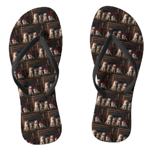 Akita am Kamin Weihnachten Flip Flops