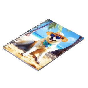 Akita am Strand, Sommergeschenk für Hunde Liebhabe Notizblock