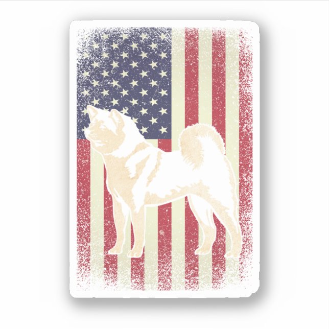 Akita American Flag Patriotic Dog Geschenk. Perfec Aufkleber (Vorderseite)