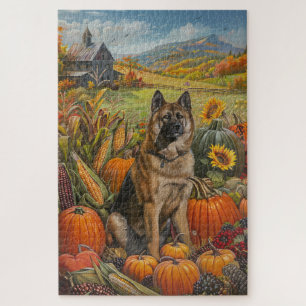 Akita Autumn Harvest Erntedank Dog Puzzle