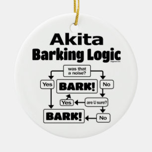 Akita Barking Logic Keramik Ornament