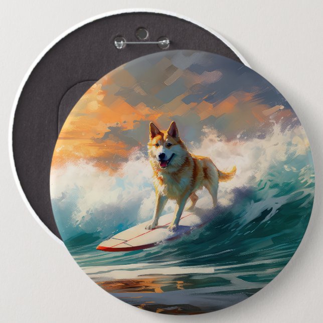Akita Beach Surfgrafieren Button (Vorne & Hinten)