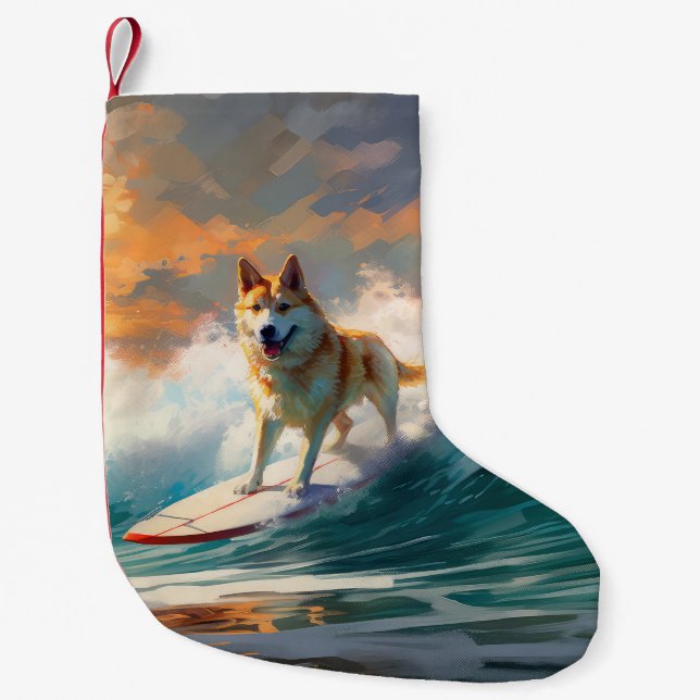 Akita Beach Surfgrafieren Kleiner Weihnachtsstrumpf (Vorderseite)