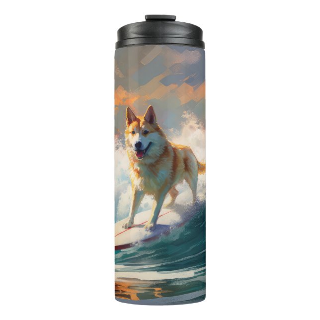 Akita Beach Surfgrafieren Thermosbecher (Vorderseite)