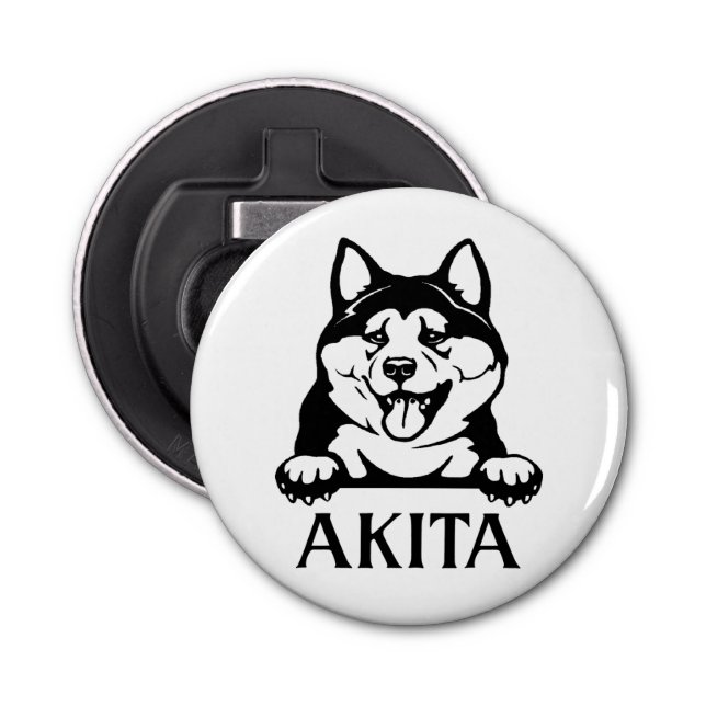 Akita Button Flaschenöffner mit Magnet, Dog-Taste (Vorderseite)