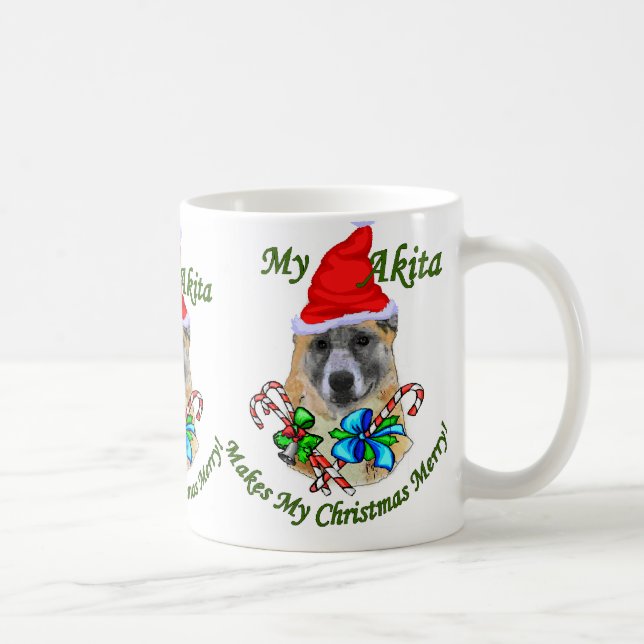 Akita Christmas Geschenke Zweifarbige Tasse (Rechts)