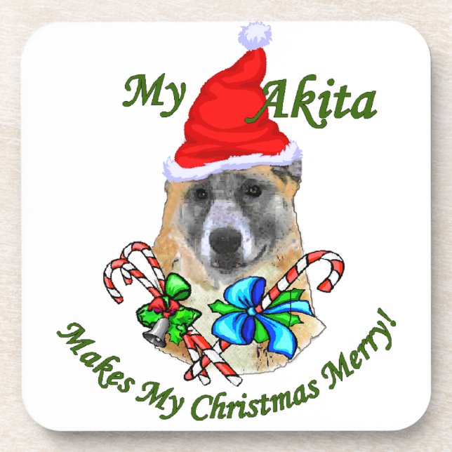 Akita Christmas Getränkeuntersetzer (Vorderseite)