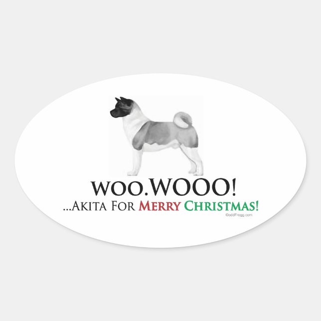 Akita Christmas Oval Sticker (Vorderseite)