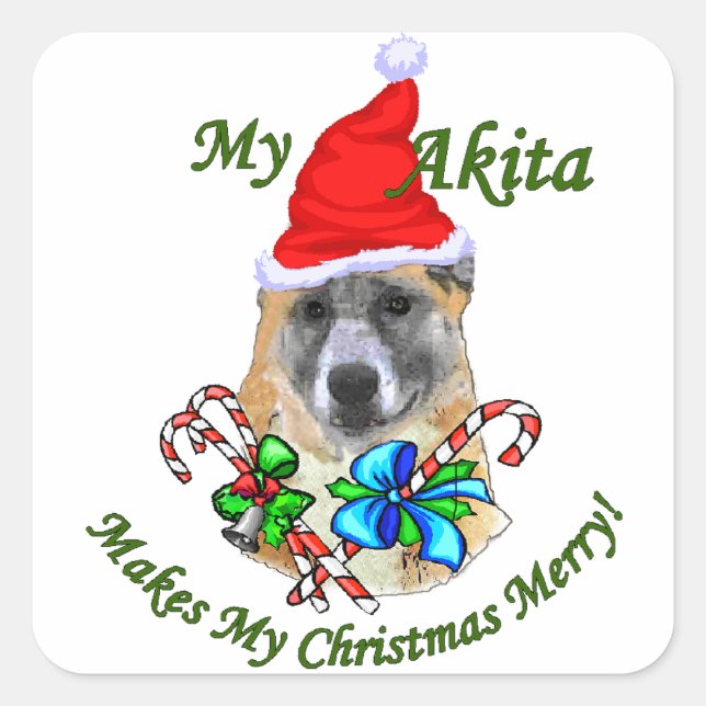 Akita Christmas Quadratischer Aufkleber (Vorderseite)