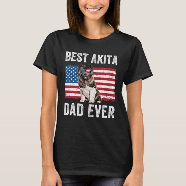 Akita Dad American Flag American Akita Dog  Owner T-Shirt (Vorderseite)