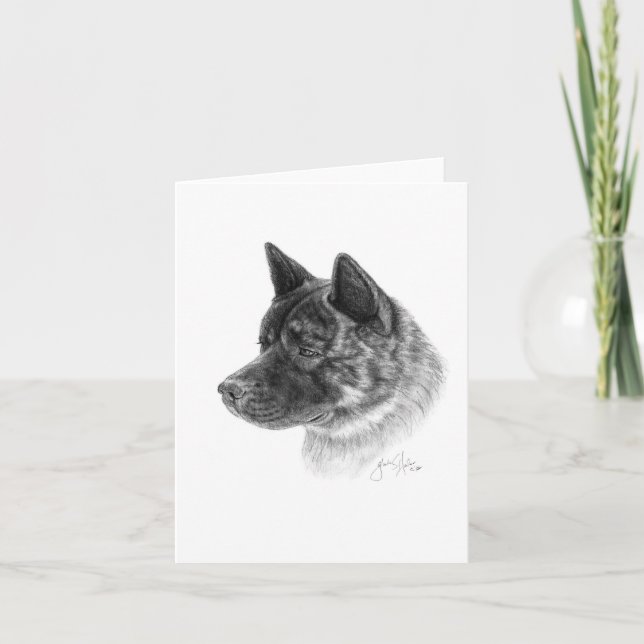 Akita Dog Art Grußkarte Dankeskarte (Vorderseite)