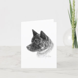 Akita Dog Art Grußkarte Dankeskarte