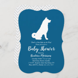 Akita Dog Baby Shower Boy Blue Einladung