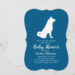 Akita Dog Baby Shower Boy Blue Einladung