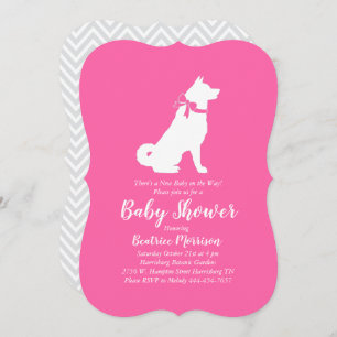 Akita Dog Baby Shower Girl Pink Einladung