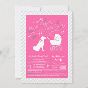 Akita Dog Baby Shower Girl Pink Einladung