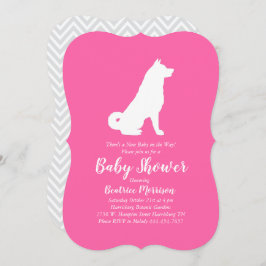 Akita Dog Baby Shower Girl Pink Einladung