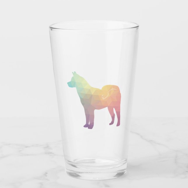 Akita Dog Breed Geo Silhouette Pastel Glas (Vorderseite)