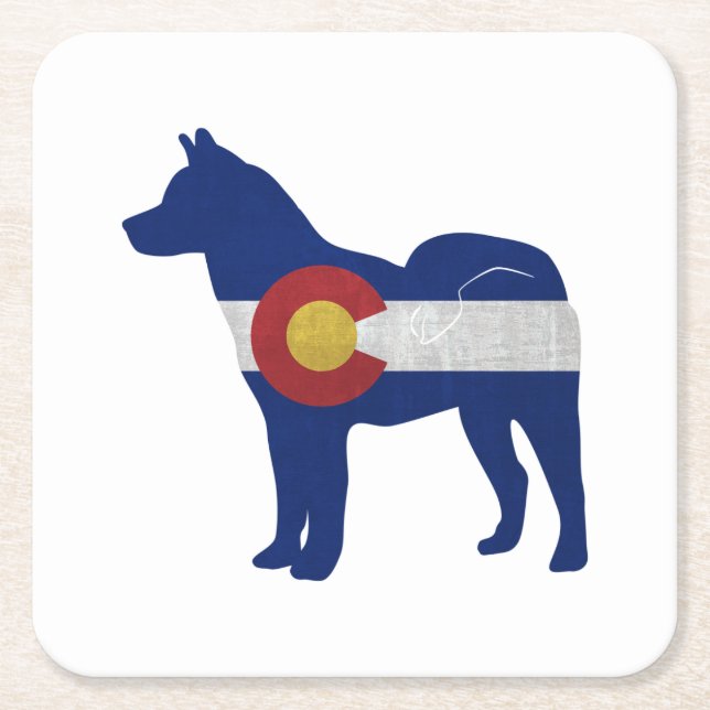 Akita Dog Breed Silhouette Colorado Flag Rechteckiger Pappuntersetzer (Vorderseite)