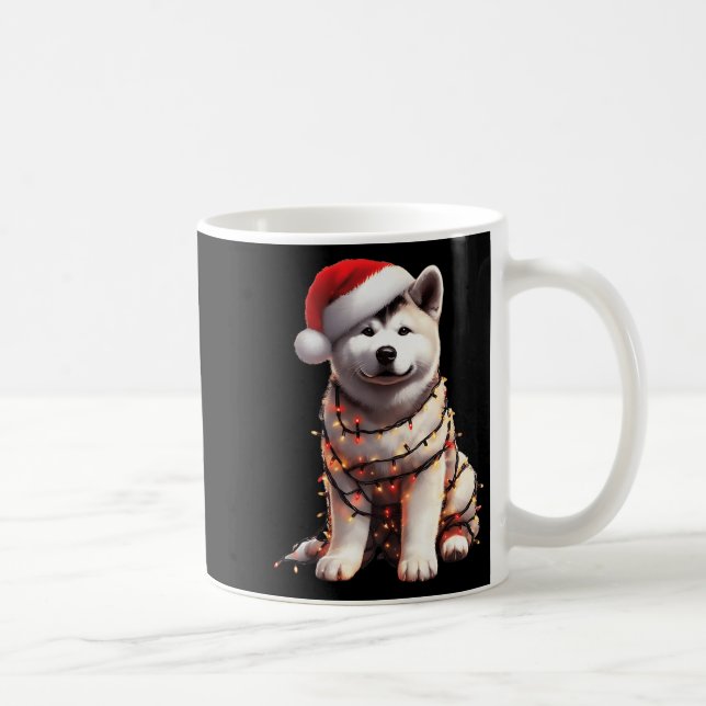 Akita Dog Christmas Lights Santa Hat Dog Lover Pre Kaffeetasse (Rechts)