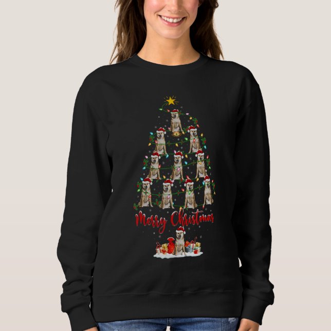 Akita Dog Christmas Tree Lights  Akita Xmas Sweatshirt (Vorderseite)