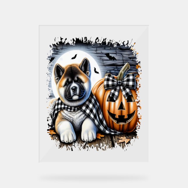 Akita Dog Halloween Square Acrylschild (Vorderseite)