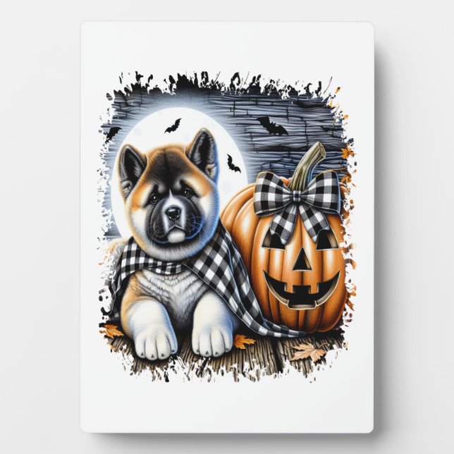 Akita Dog Halloween Square Fotoplatte (Vorderseite)