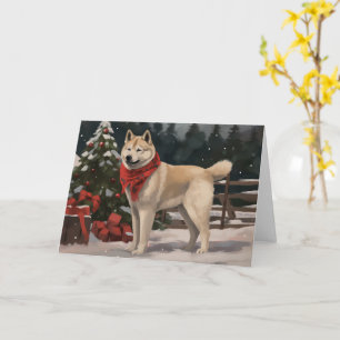 Akita Dog in Schnee Weihnachten Karte