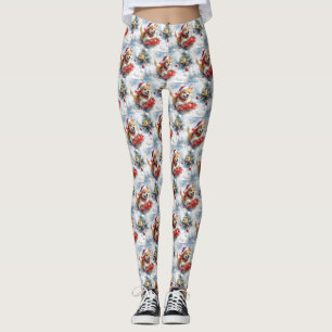 Akita Dog in Sledge Lass es Schnee Weihnachten Leggings