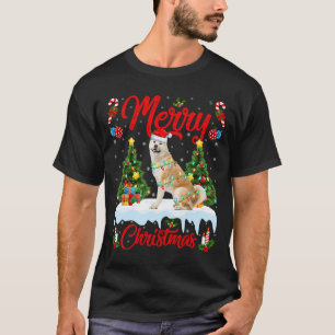 Akita Dog Lights Xmas Tree Santa Akita Weihnachten T-Shirt
