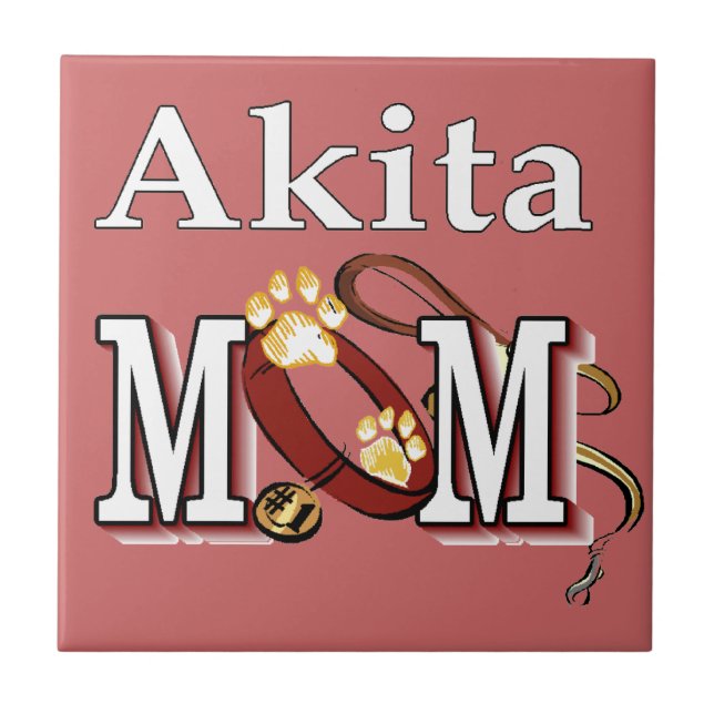 Akita Dog MAMA Fliese (Vorderseite)