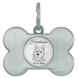 Akita Dog Minimalist Line Art Personalized Tag Tiermarke