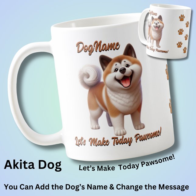 Akita Dog - Name hinzufügen, Text ändern Kaffeetasse (Von Creator hochgeladen)