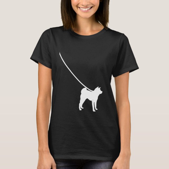 Akita Dog On A Leash  Mom Dad Pet Cute  Puppy T-Shirt (Vorderseite)