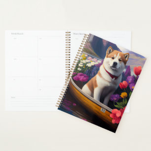 Akita Dog on a Paddle: Ein Landschaftliches Abente Planer