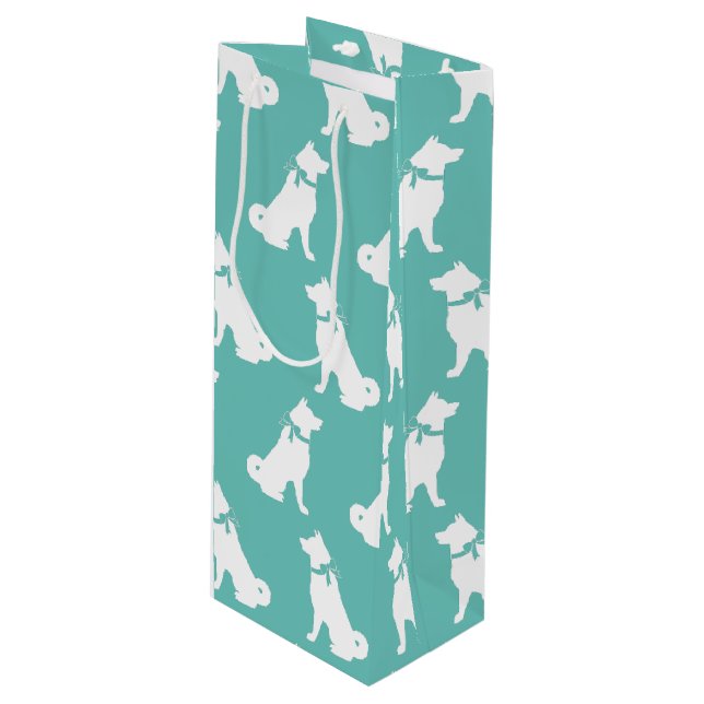 Akita Dog Puppy Geschenktüte Für Weinflaschen (Vorderseite Schrägansicht)