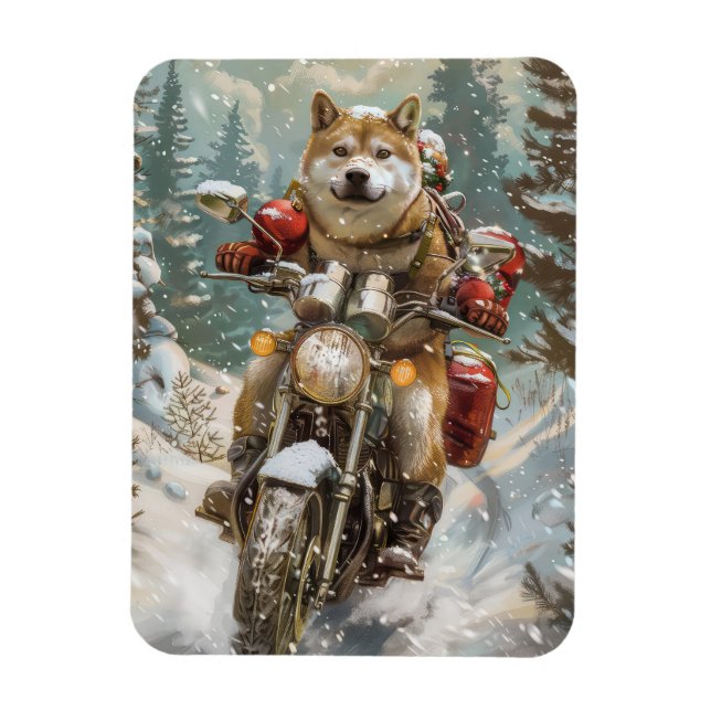 Akita Dog Riding Motorrad Weihnachten Magnet (Vertikal)