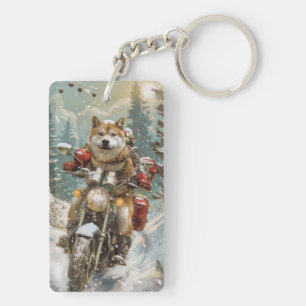 Akita Dog Riding Motorrad Weihnachten Schlüsselanhänger