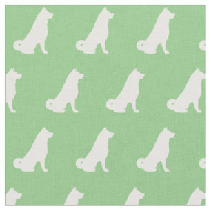 Akita Dog Silhouette Pet Sage Green Stoff
