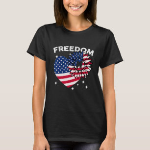 Akita Dog Sunflower Heart American Flag Freiheit T-Shirt