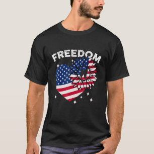 Akita Dog Sunflower Heart American Flag Freiheit T-Shirt