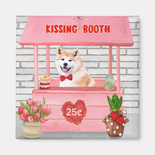 Akita Dog Valentine's Day Kissing Booth Magnet