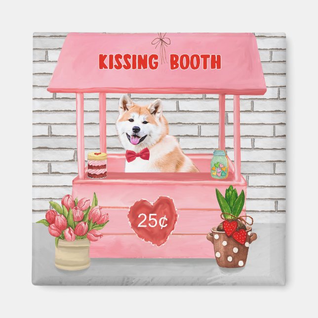 Akita Dog Valentine's Day Kissing Booth Magnet (Vorne)