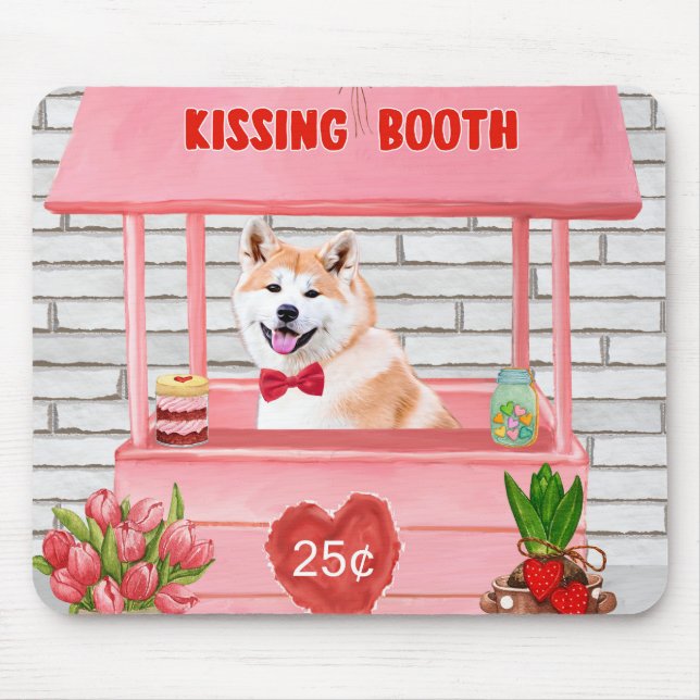 Akita Dog Valentine's Day Kissing Booth Mousepad (Vorne)
